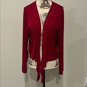 Fashque Elegant Red Women's Cardigan Sweater polyester for any holiday outfit
